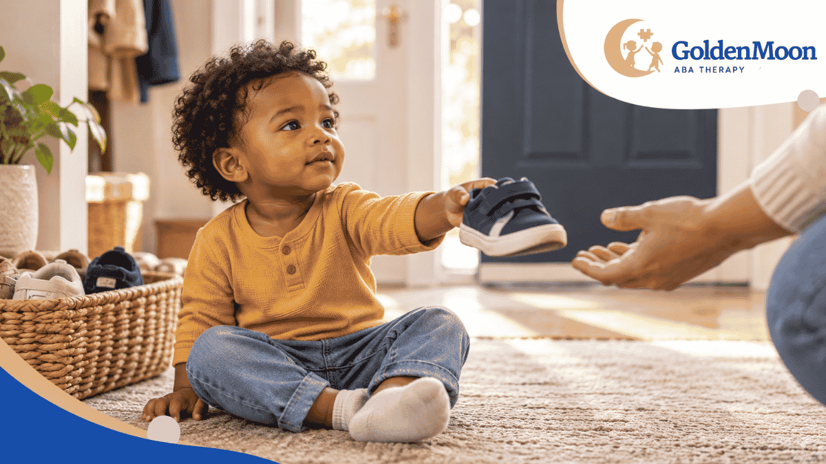 ABA therapy for 2 year olds: toddler asking for shoe help
